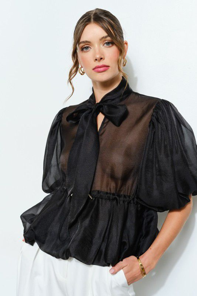 Blusa negra organza