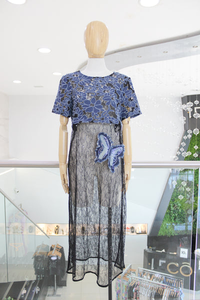 Blusa denim con encaje
