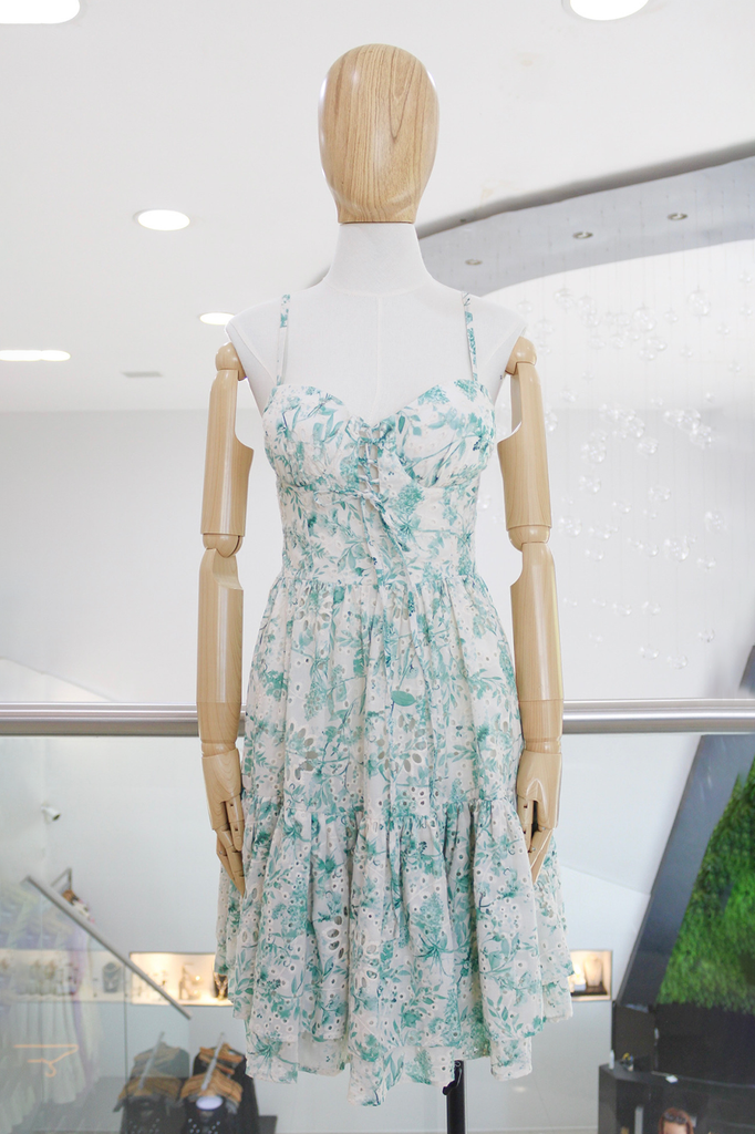 Vestido corto floral verde claro