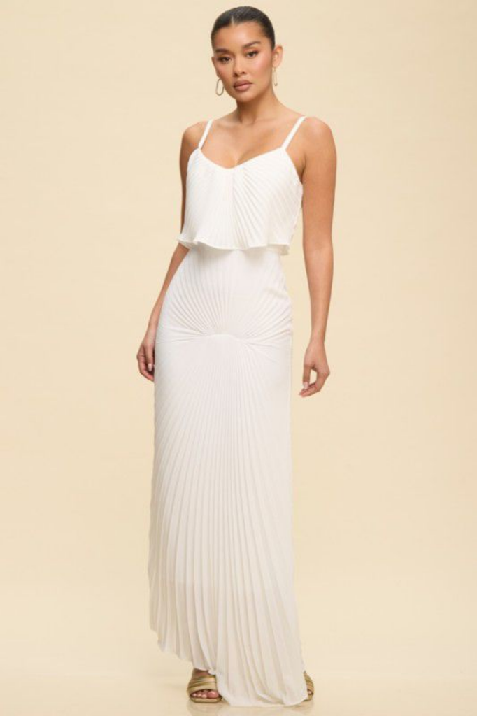 Vestido blanco plisado