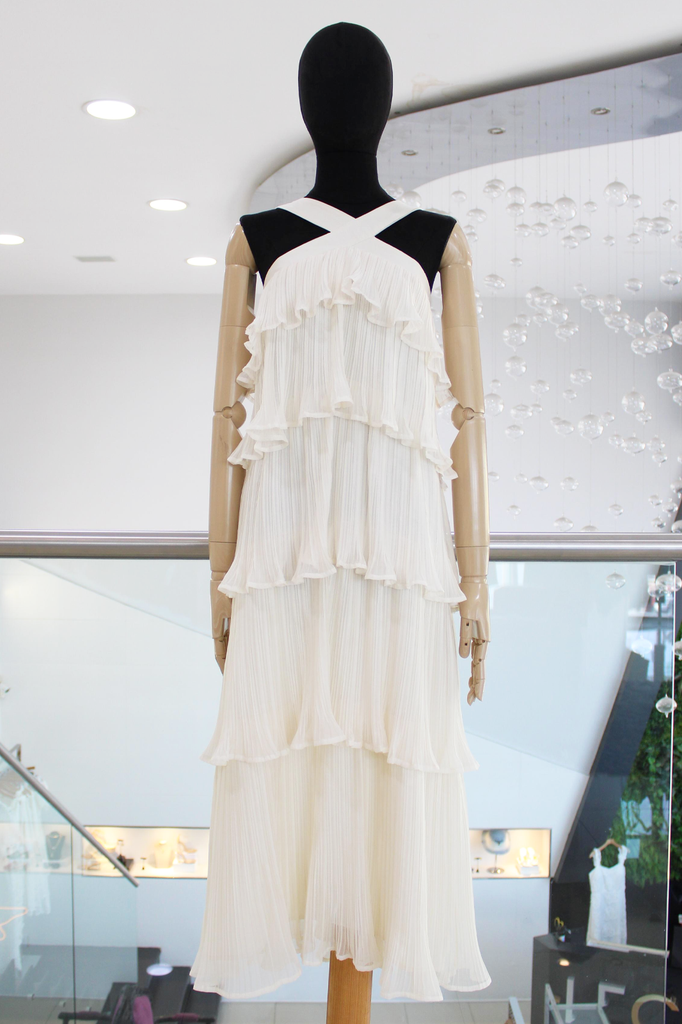Vestido volantes crudo