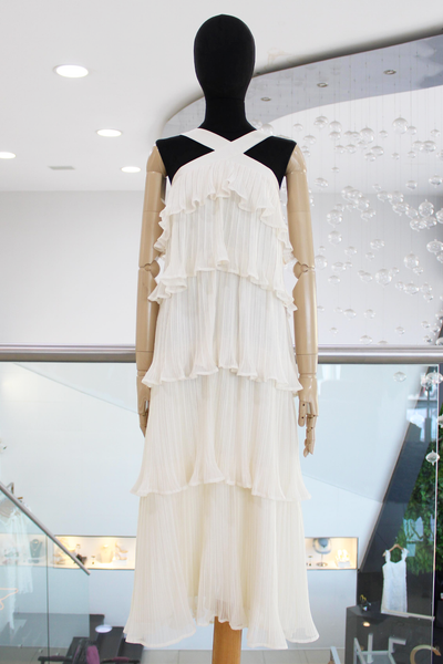 Vestido volantes crudo