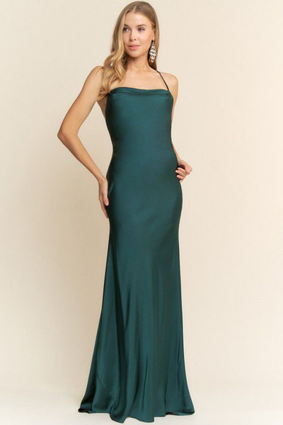 Vestido de seda verde esmeralda