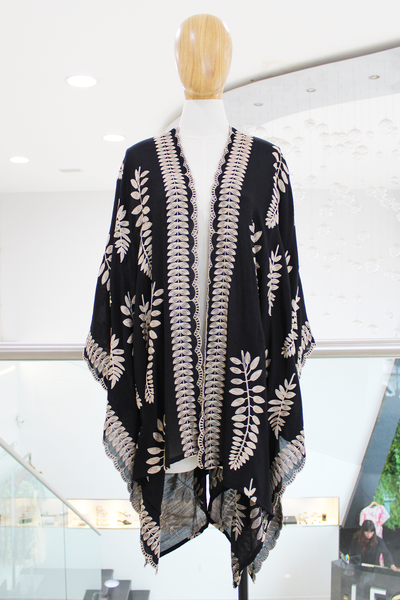 Kimono hojas negro