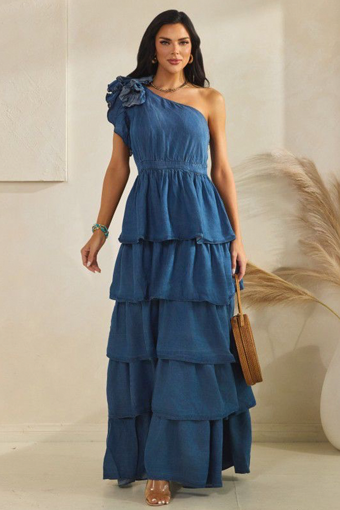 Vestido largo denim