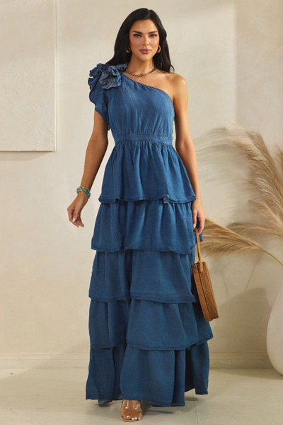 Vestido largo denim