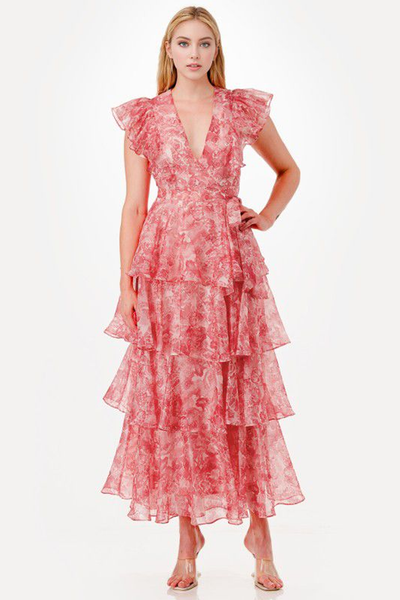 Vestido estampado floral rosa