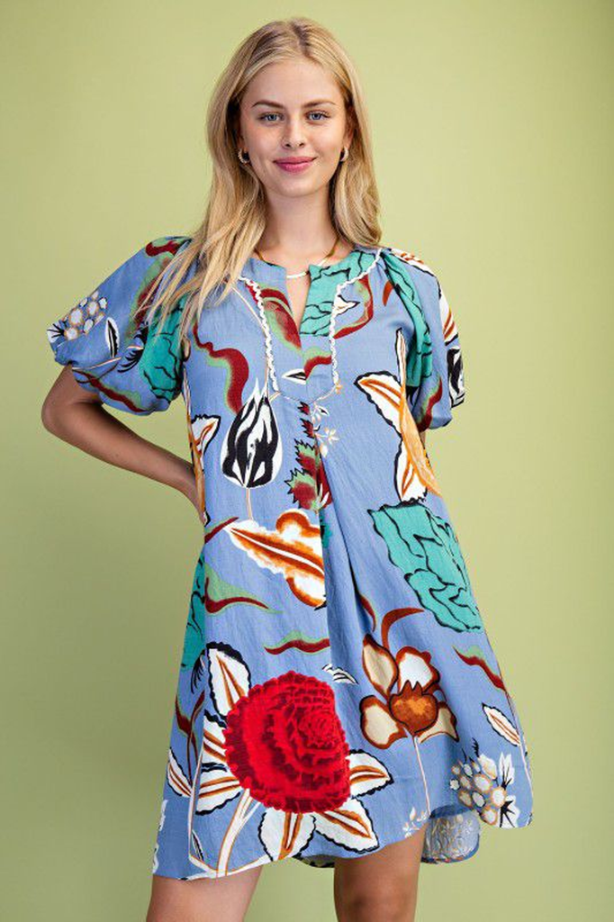 Vestido azul estampado