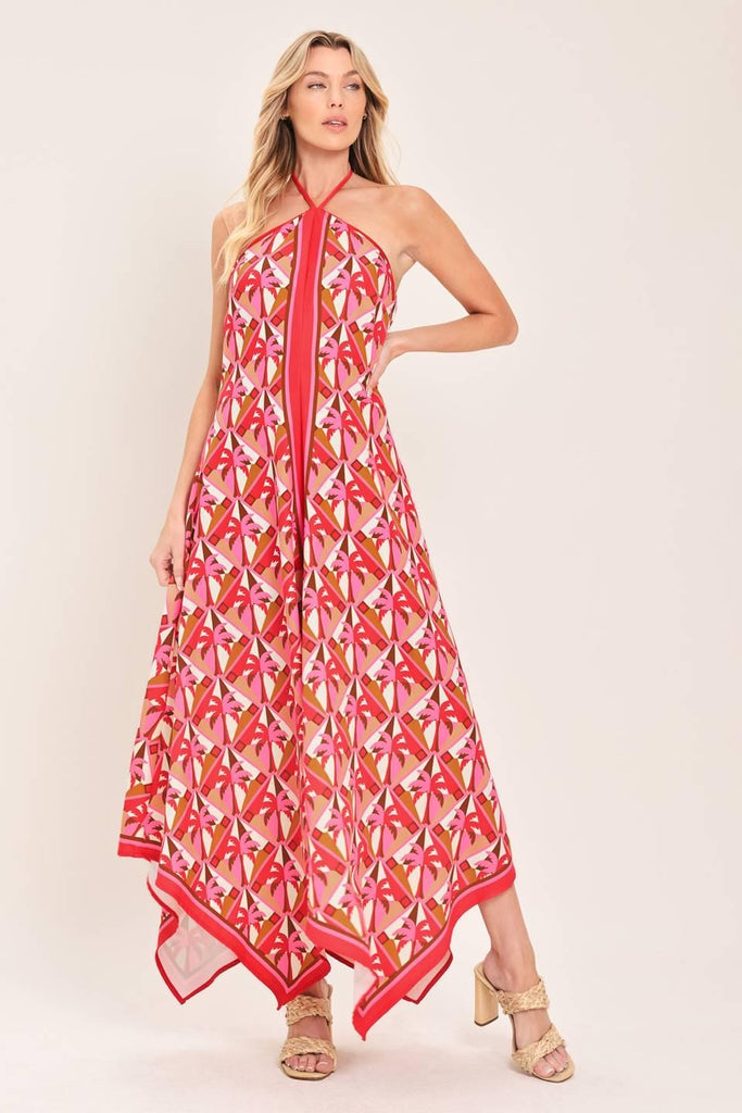 Vestido halter palmeras