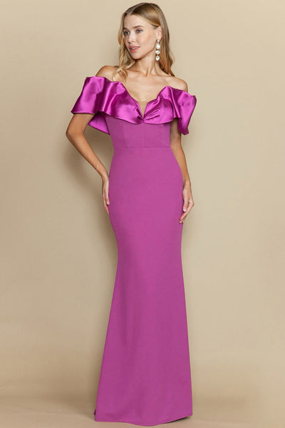 Vestido magenta off shoulders