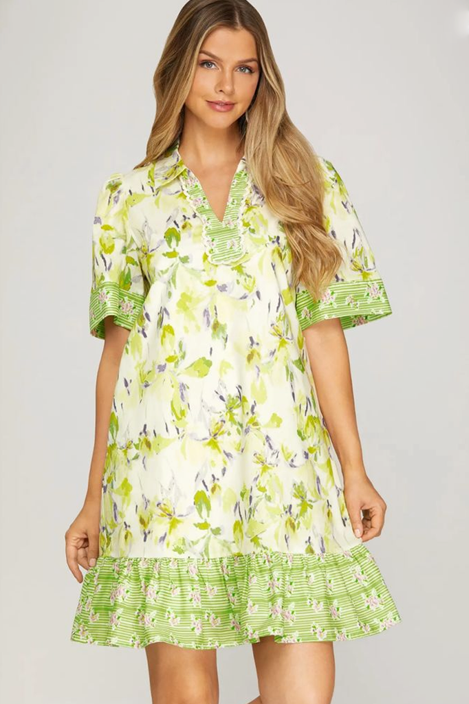 Vestido print floral verde