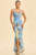 Vestido largo azul print multi