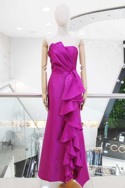 Vestido tafeta magenta