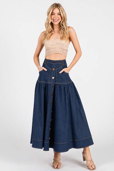 Falda larga denim