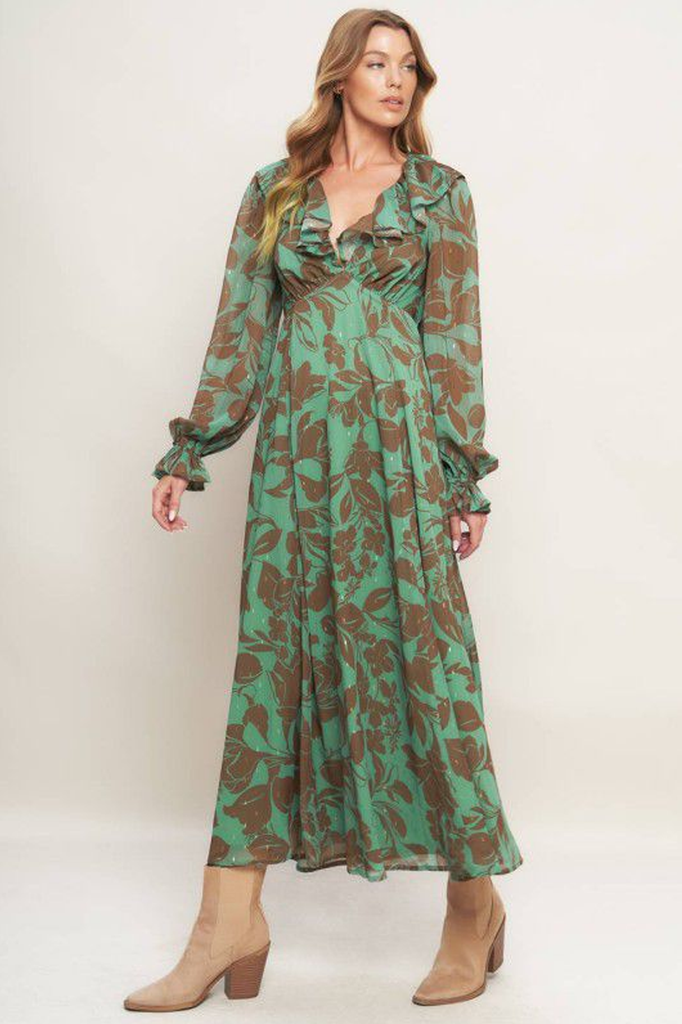Vestido verde flores 50/30%