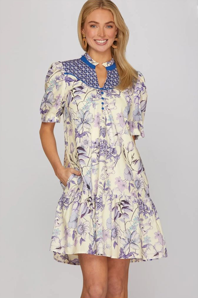 Vestido print floral lila