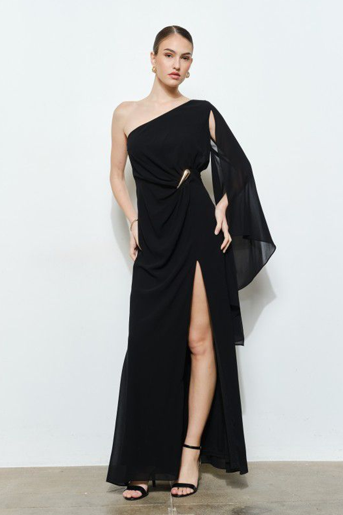 Vestido a un hombro negro
