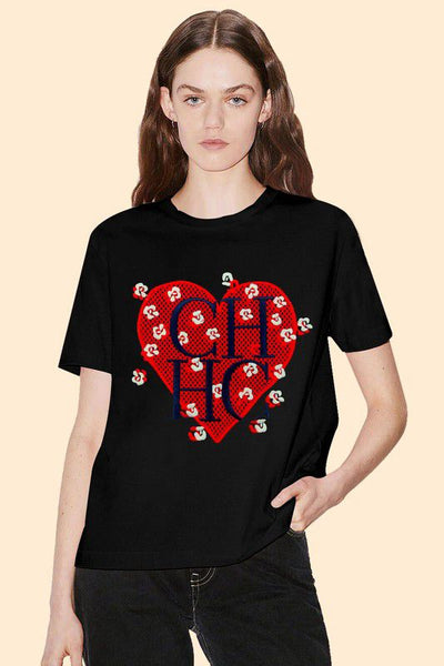 T-shirt corazón negra