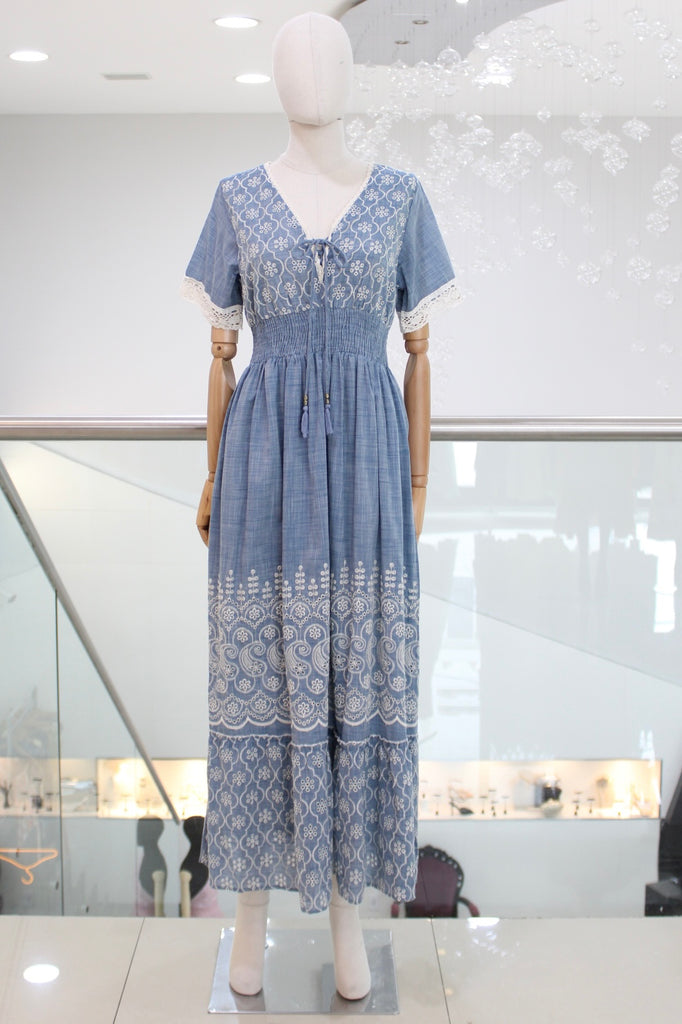 Vestido denim flores