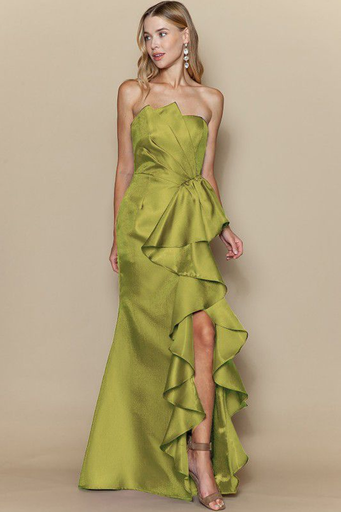 Vestido largo verde limón