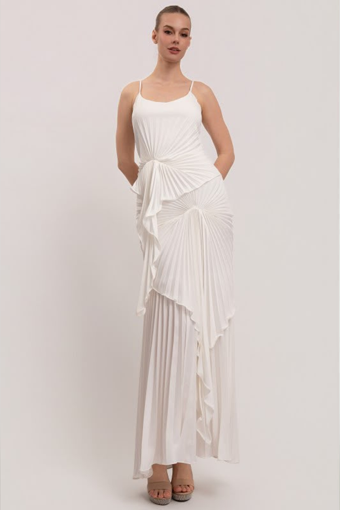 Vestido plisado blanco
