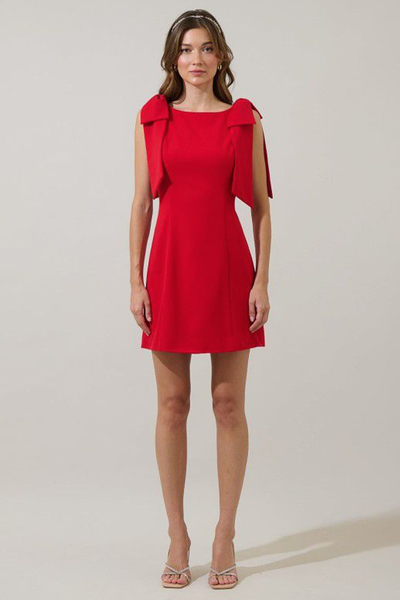 Vestido corto rojo con moño