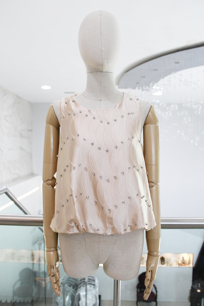 Blusa satín beige