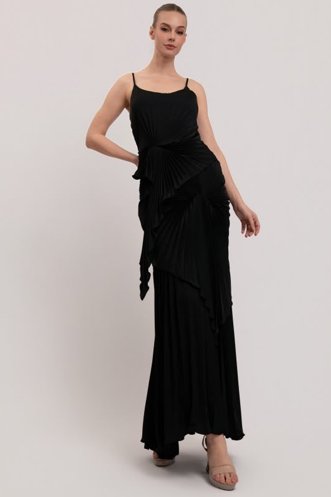 Vestido plisado negro