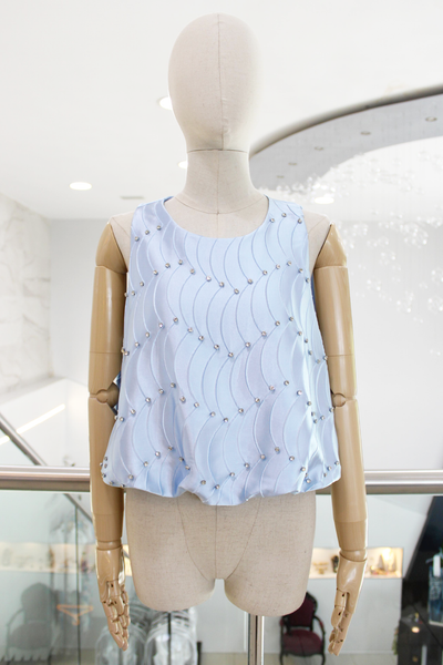 Blusa satín baby blue