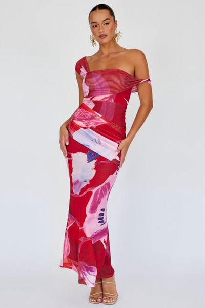 Vestido en gasa fucsia
