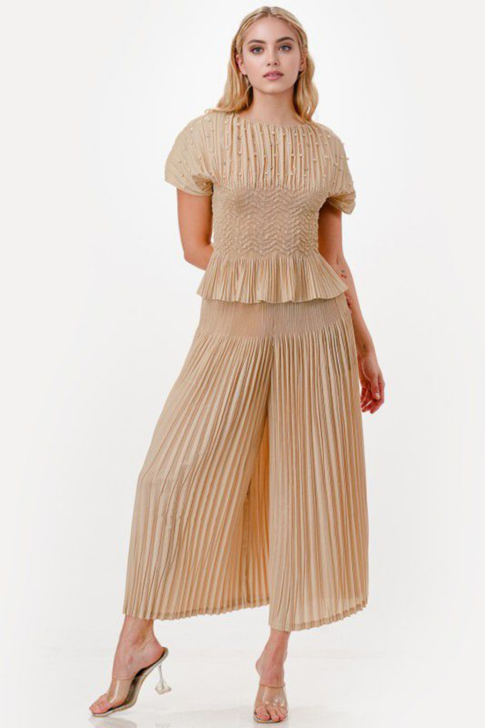 Conjunto plisado beige