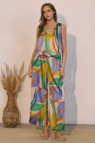 Conjunto satín multicolor