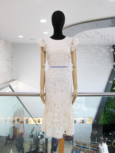Vestido beige flores