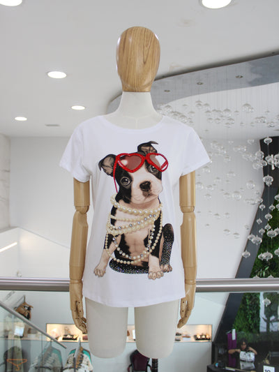 T-shirt blanca perrito