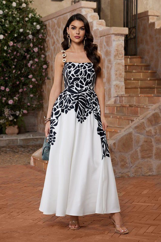 Vestido estampado b&n