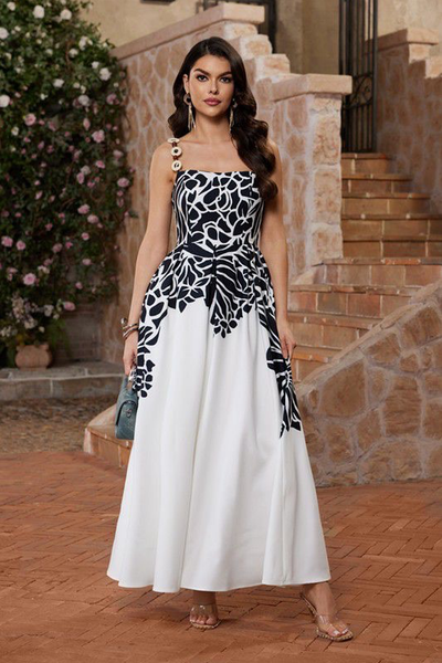 Vestido estampado b&n