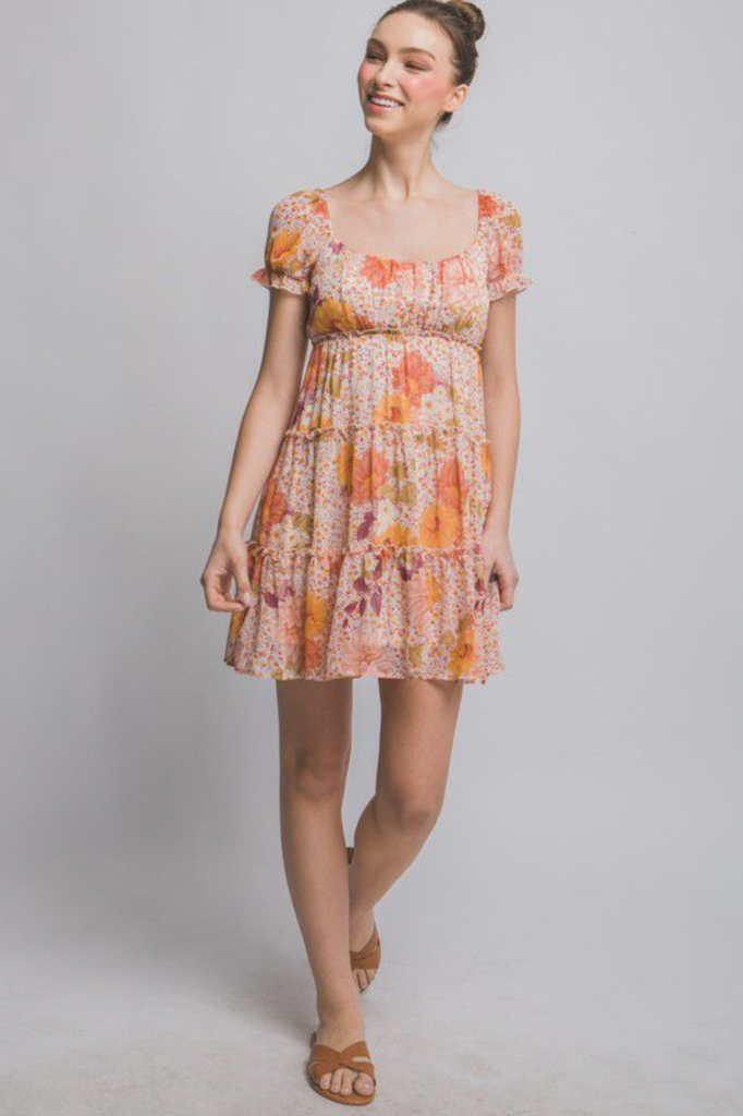 Vestido floral coral