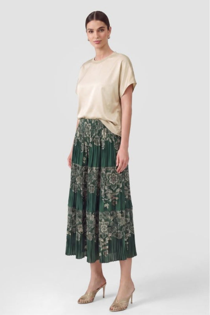 Falda verde floral