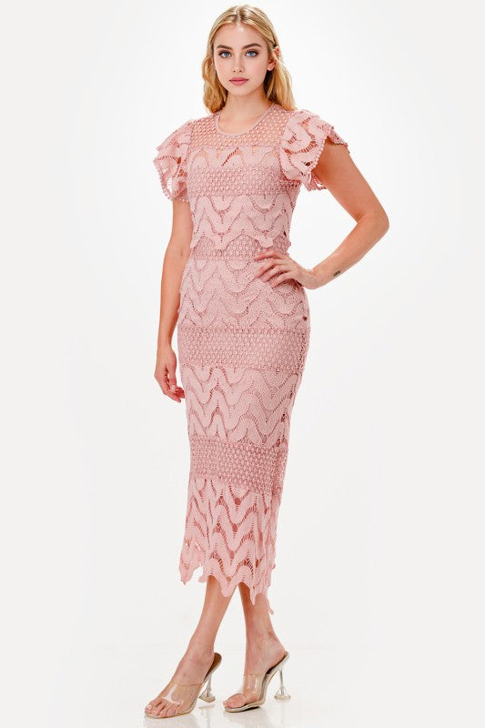 Vestido guipur palo de rosa