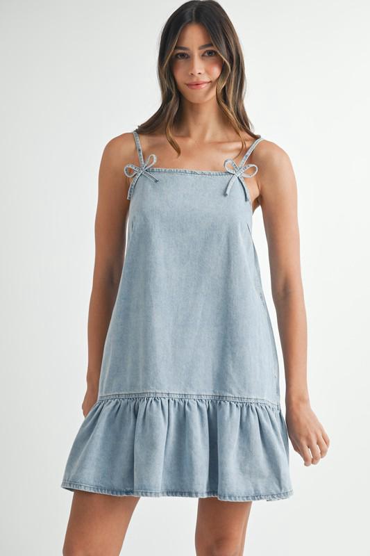 Vestido denim lazos