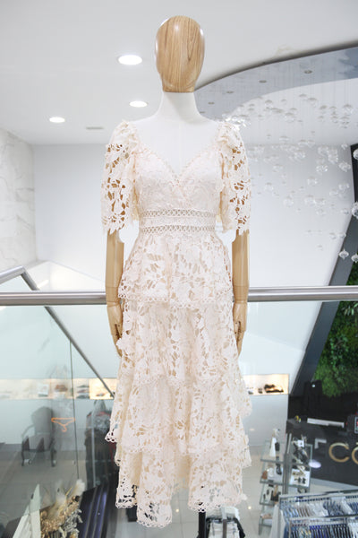 Vestido guipur beige
