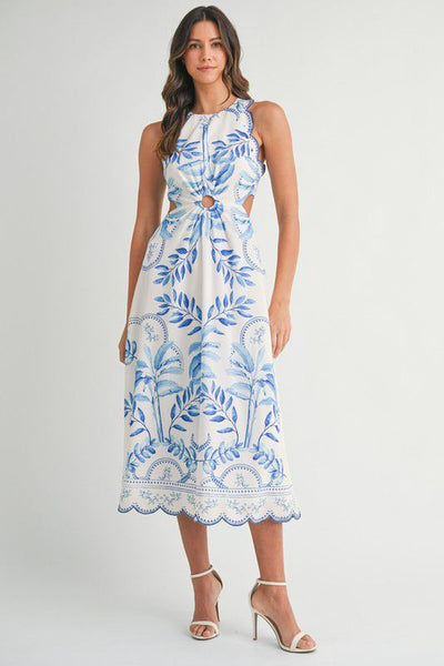 Vestido hojas azules