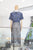 Blusa denim con encaje