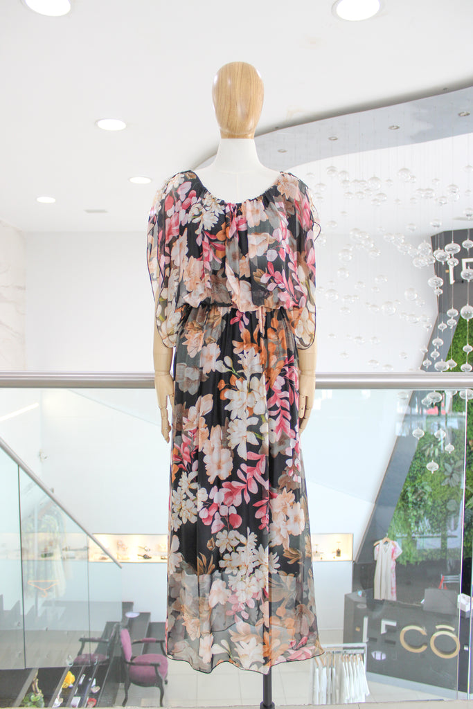 Vestido seda print floral