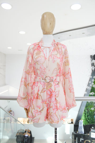 Conjunto coral flores