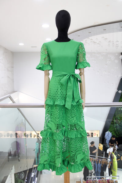 Vestido verde guipur