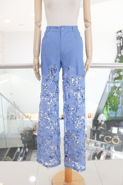 Pantalón bordado azul