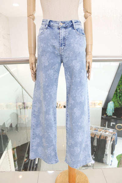 Pantalón denim flores