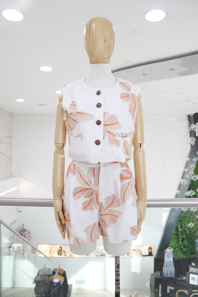 Conjunto blanco flores