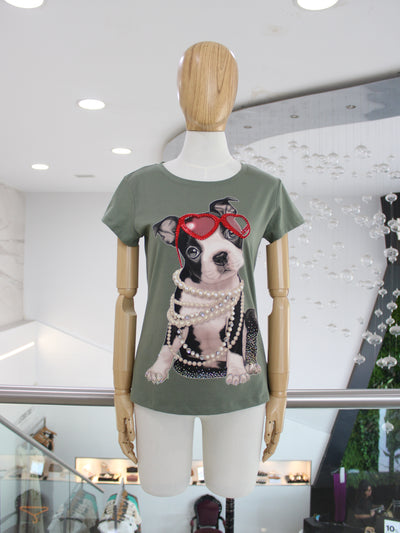 T-shirt verde perrito